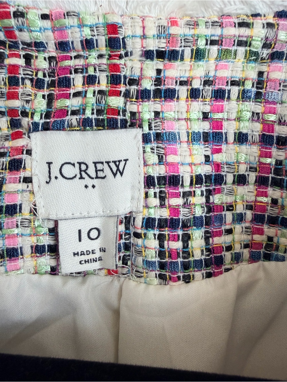 J. Crew Multicolor Tweed Collarless Jacket with White Trim - Picture 3 of 8